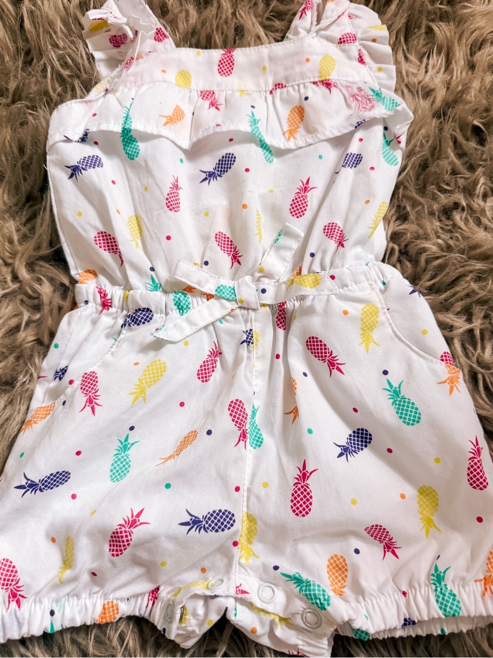 US polo ASSN Kids Pineapple Print White Romper